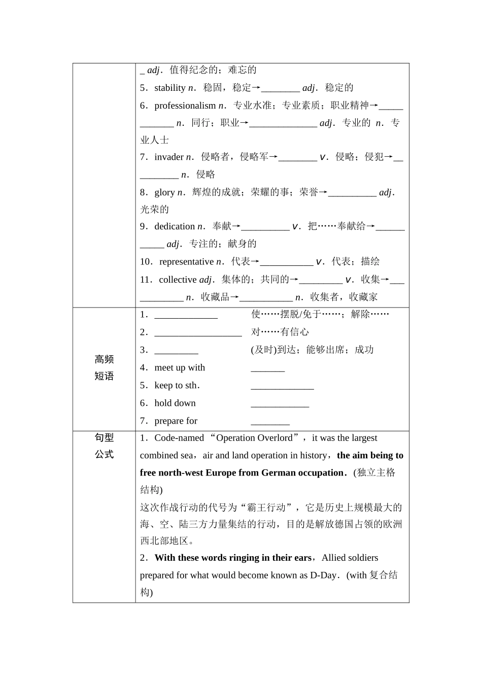 2026版《课堂新坐标》高三英语一轮复习外研社版33第一部分选择性必修第三册Unit3Warandpeace(1).docx_第3页