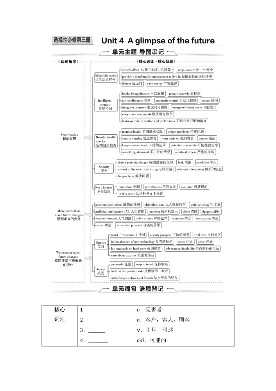 2026版《课堂新坐标》高三英语一轮复习外研社版34第一部分选择性必修第三册Unit4Aglimpseofthefuture(1).docx_第1页
