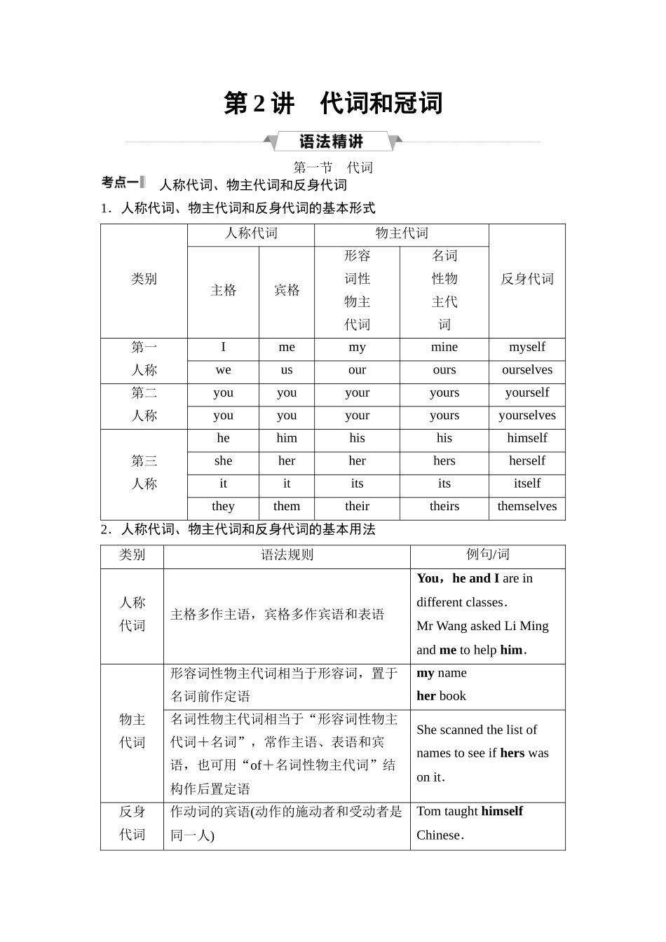 2026版《课堂新坐标》高三英语一轮复习外研社版49第二部分词法篇专题四第2讲代词和冠词.docx_第1页