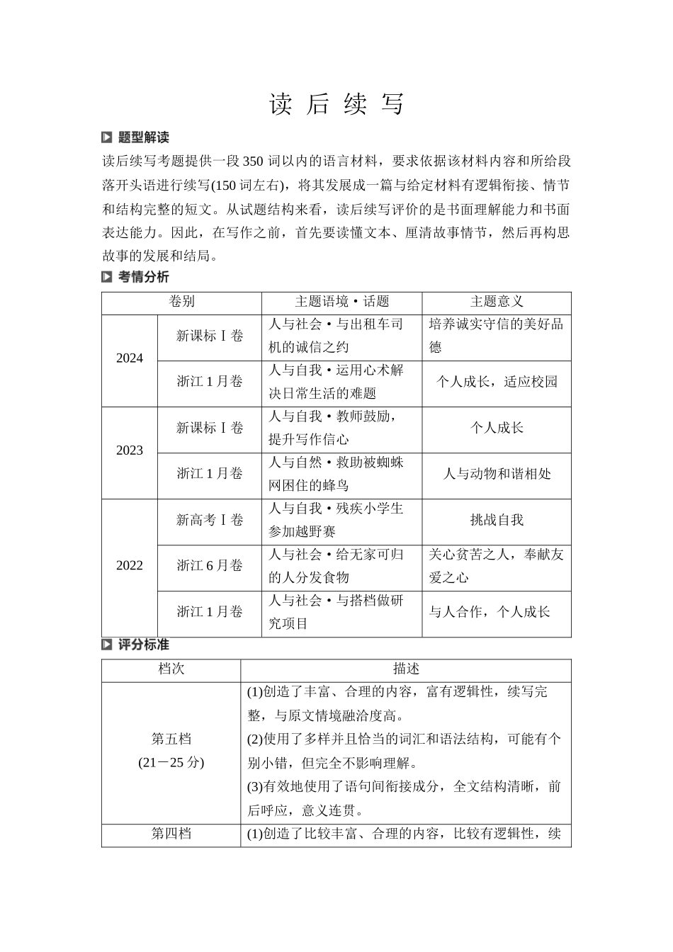 2026版《课堂新坐标》高三英语一轮复习外研社版63第三部分读后续写第一节解题指导.docx_第1页