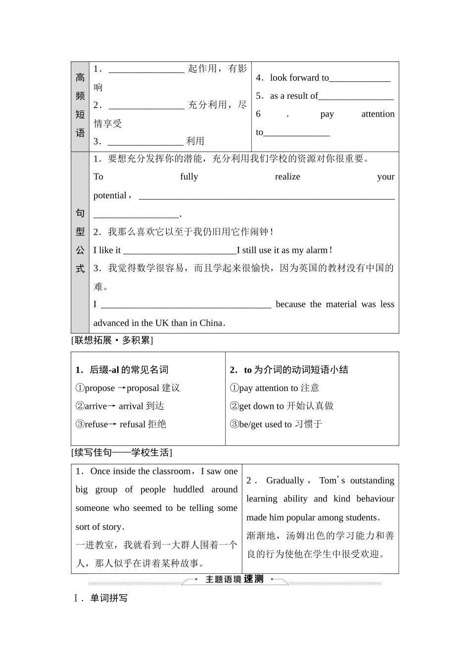 2026版《课堂新坐标》高三英语一轮复习译林版01必修第一册UNIT1Backtoschool.docx_第2页