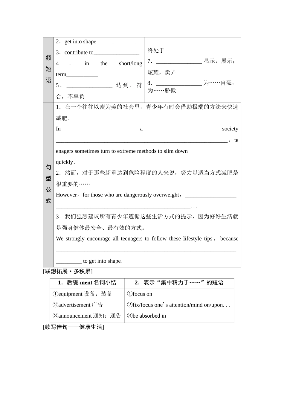 2026版《课堂新坐标》高三英语一轮复习译林版04必修第一册UNIT4Lookinggood,feelinggood.docx_第2页
