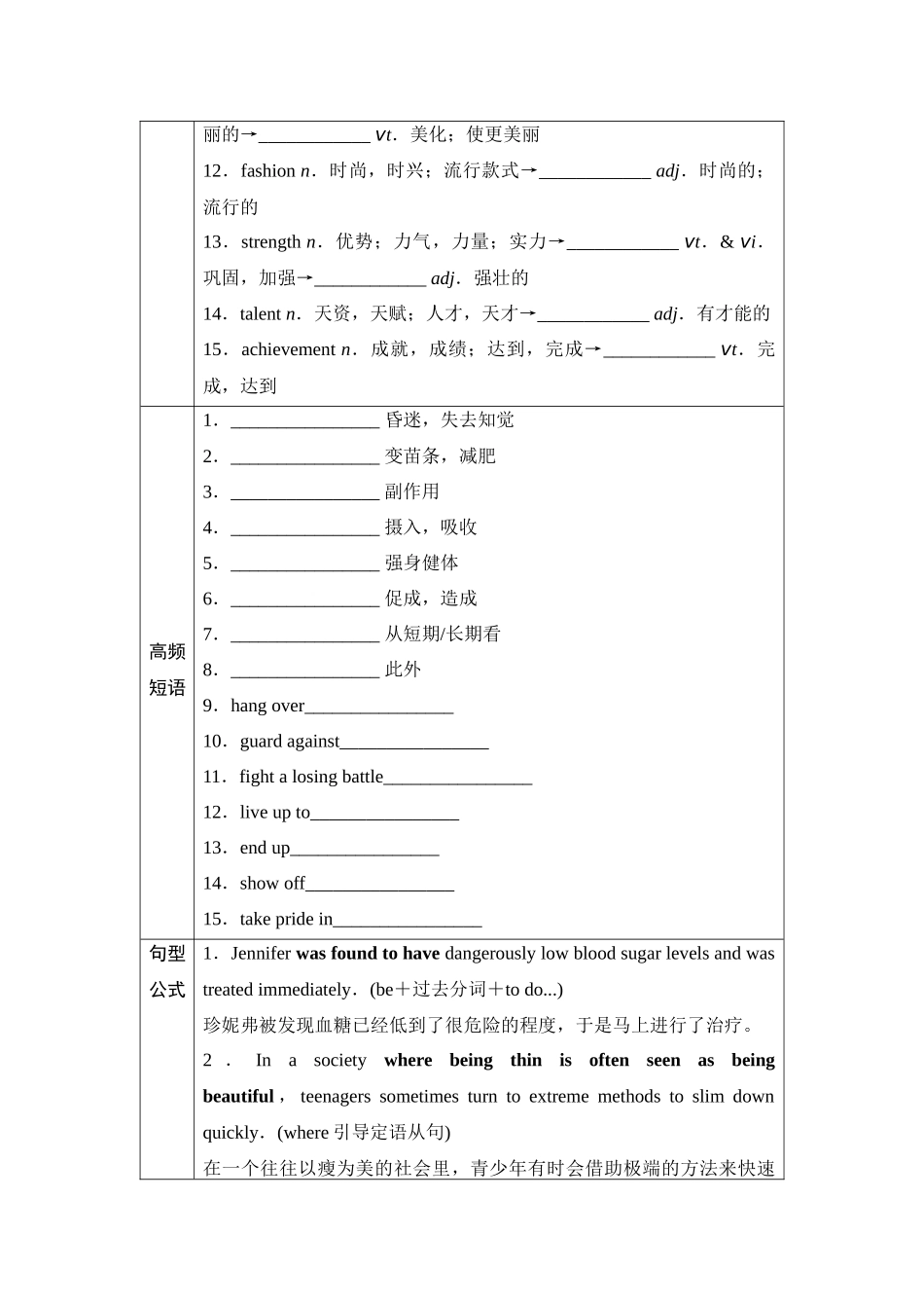 2026版《课堂新坐标》高三英语一轮复习译林版04第一部分必修第一册UNIT4Lookinggood,feelinggood(1).docx_第3页