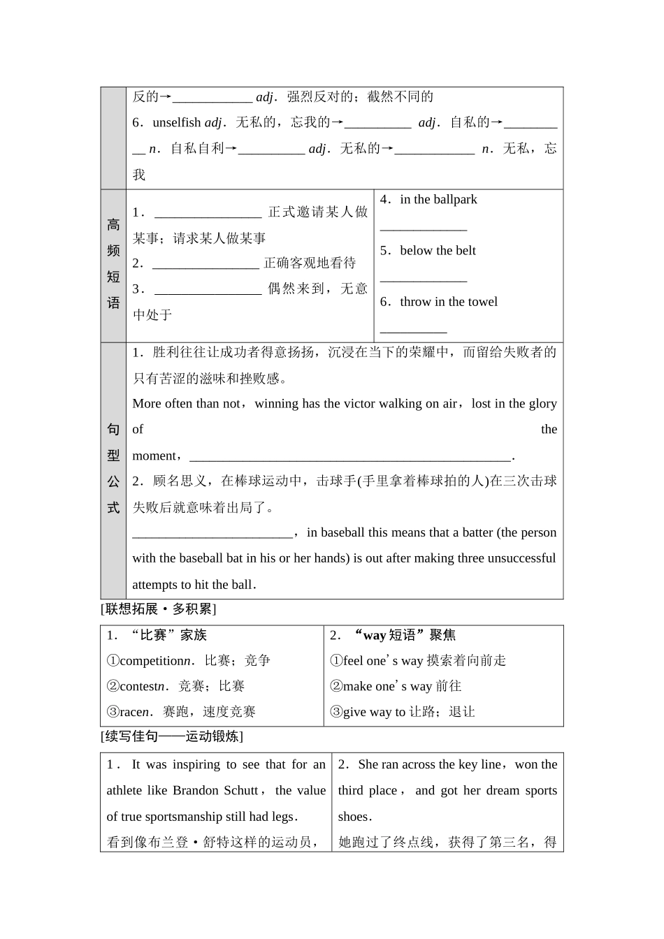2026版《课堂新坐标》高三英语一轮复习译林版18选择性必修第二册UNIT2Sportsculture.docx_第2页
