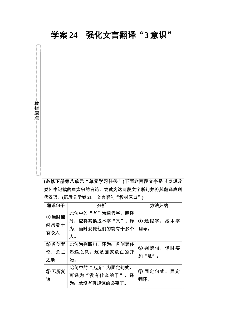 2026版《课堂新坐标》高三语文一轮复习（教考衔接）24板块一专题一学案24强化文言翻译“3意识”.docx_第1页