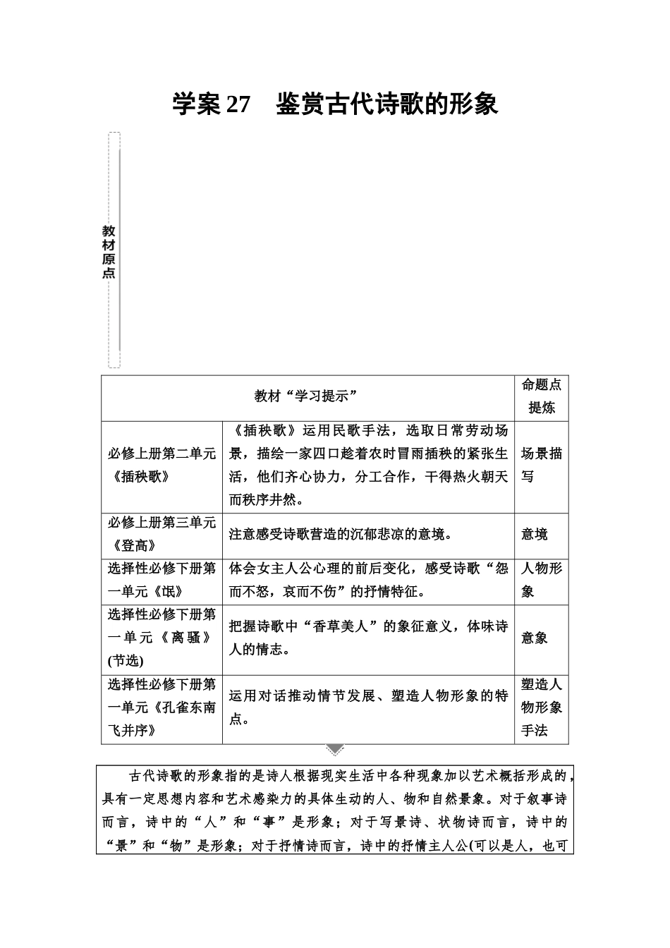 2026版《课堂新坐标》高三语文一轮复习（教考衔接）27板块一专题二学案27鉴赏古代诗歌的形象.docx_第1页