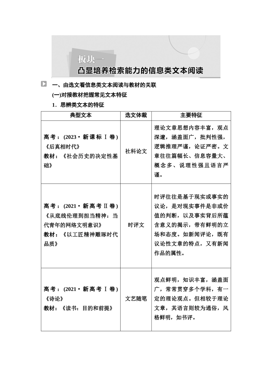 2026版《课堂新坐标》高三语文一轮复习（通用版）01板块一读文指导——读懂文本才能准确答题.docx_第1页