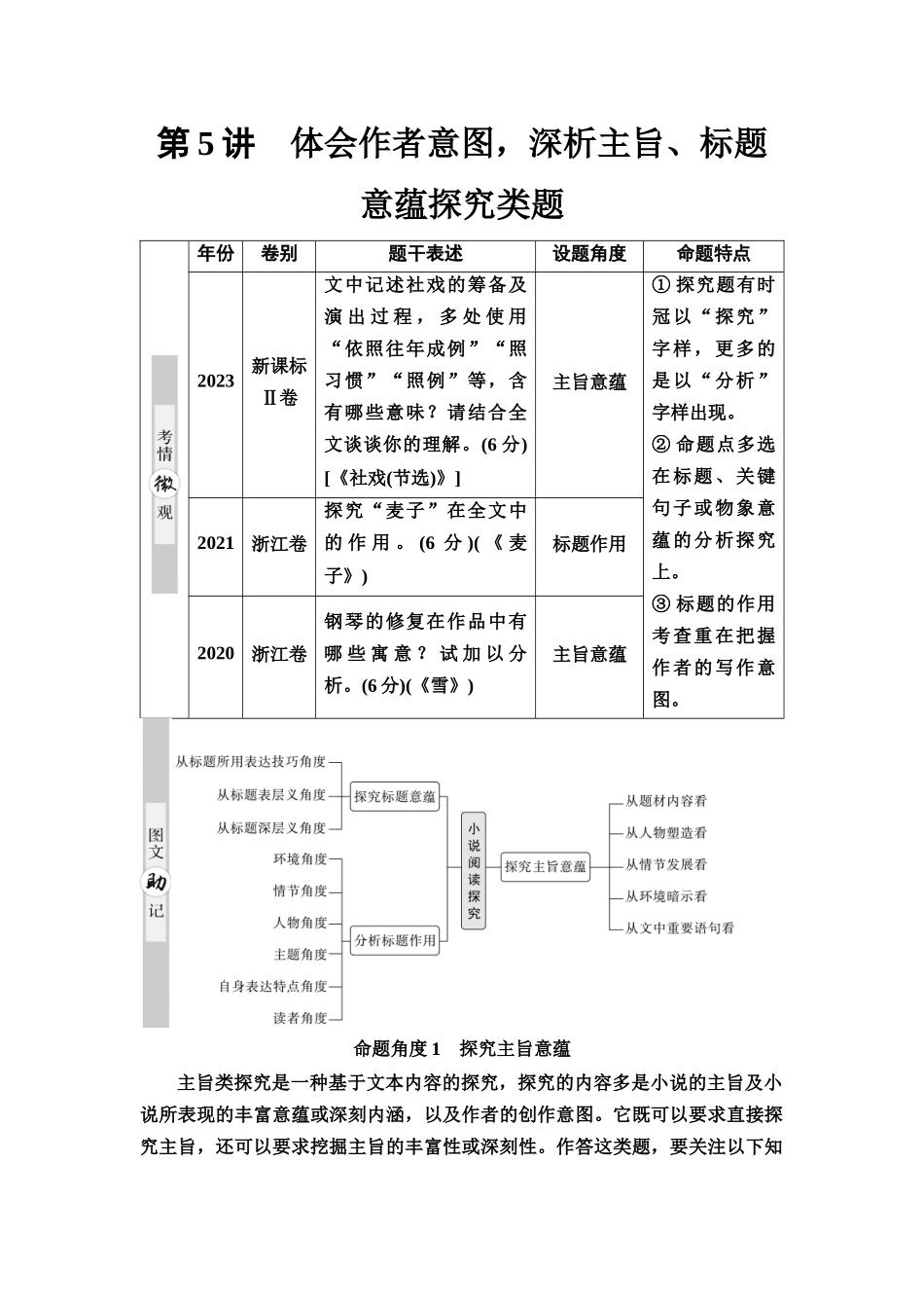 2026版《课堂新坐标》高三语文一轮复习（通用版）17板块二专题一考题研析任务突破一第5讲体会作者意图，深析主旨、标题意蕴探究类题(1).docx_第1页