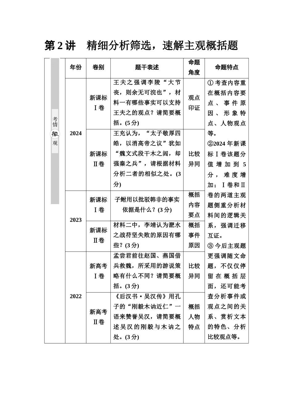 2026版《课堂新坐标》高三语文一轮复习（通用版）39板块三专题一考题研析任务突破三第2讲精细分析筛选，速解主观概括题.docx_第1页