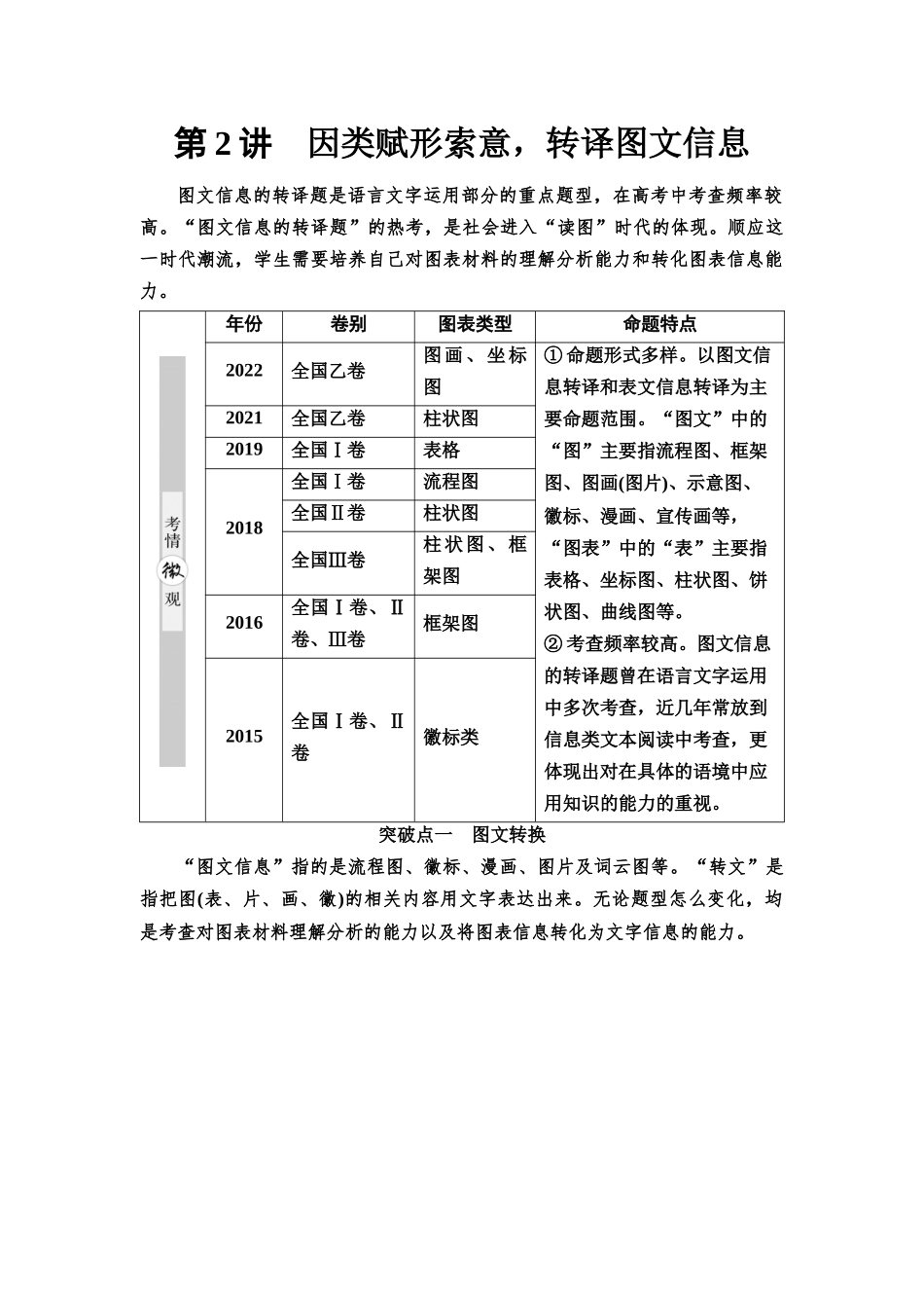 2026版《课堂新坐标》高三语文一轮复习（通用版）58板块四考题研析任务突破二第2讲因类赋形索意，转译图文信息.docx_第1页