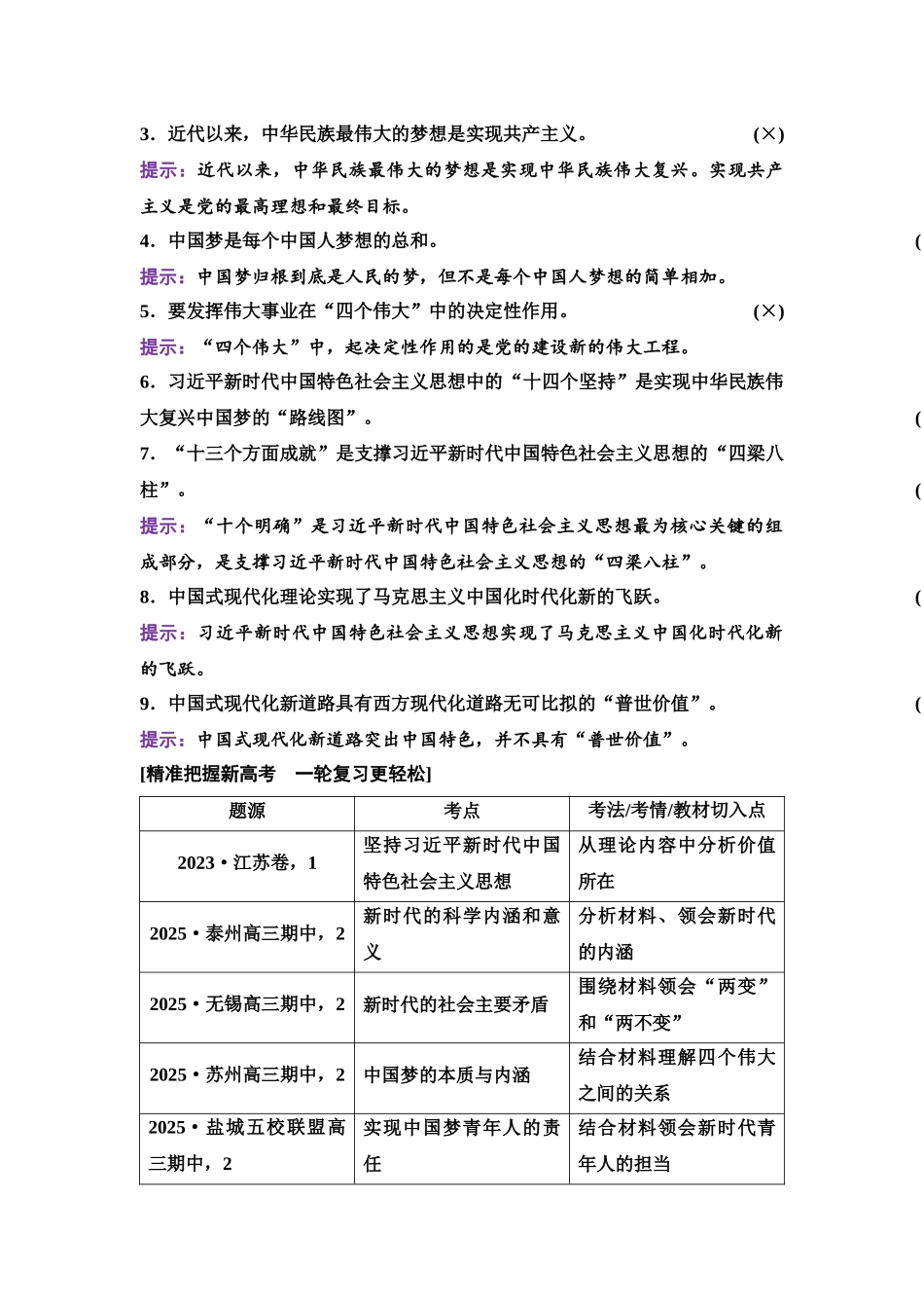 2026版《课堂新坐标》高三政治一轮复习江苏专版05必修1第四课只有坚持和发展中国特色社会主义才能实现中华民族伟大复兴(融合必修3第一课的相关内容).docx_第3页