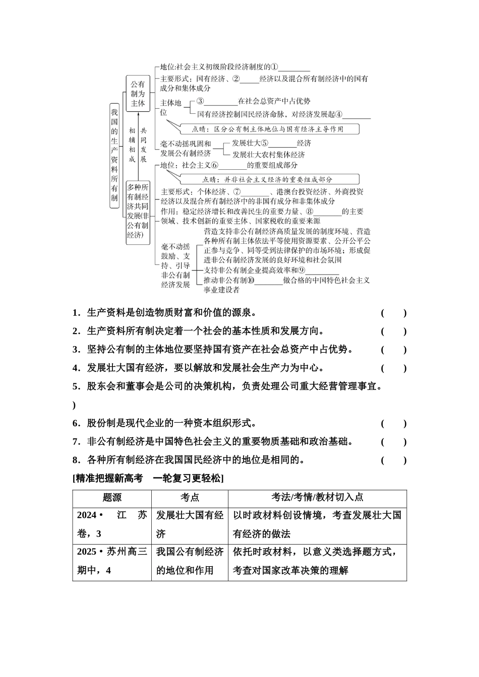 2026版《课堂新坐标》高三政治一轮复习江苏专版07必修2第一单元第五课课时1坚持公有制为主体(1).docx_第2页