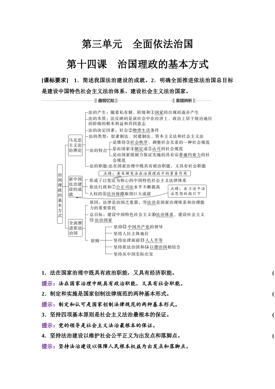 2026版《课堂新坐标》高三政治一轮复习江苏专版19必修3第三单元第十四课治国理政的基本方式.docx_第1页