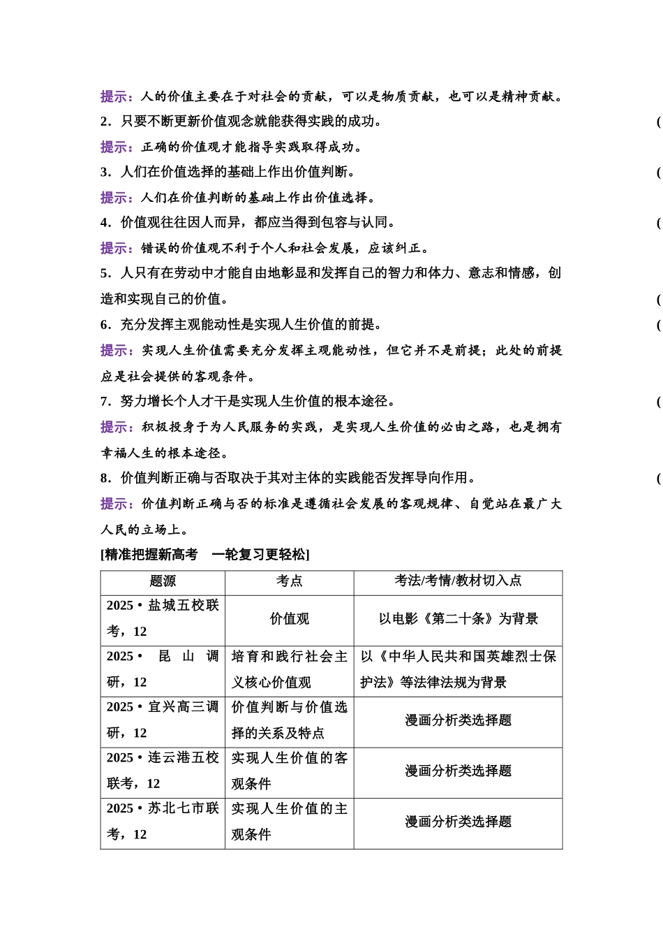 2026版《课堂新坐标》高三政治一轮复习江苏专版30必修4第二单元第二十二课实现人生的价值.docx_第2页