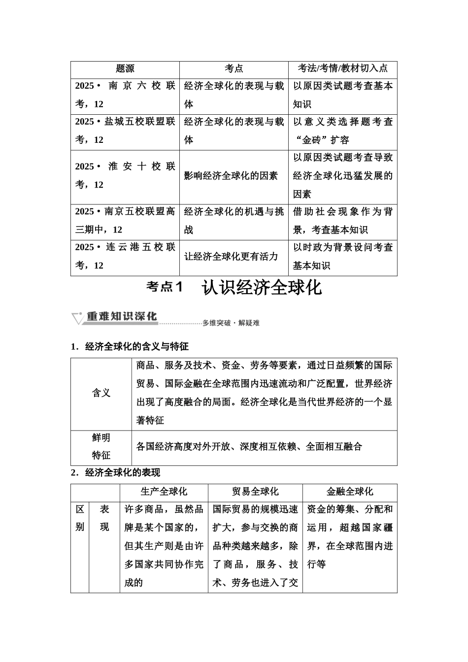 2026版《课堂新坐标》高三政治一轮复习江苏专版39选择性必修1第三单元第三十课走进经济全球化(1).docx_第2页