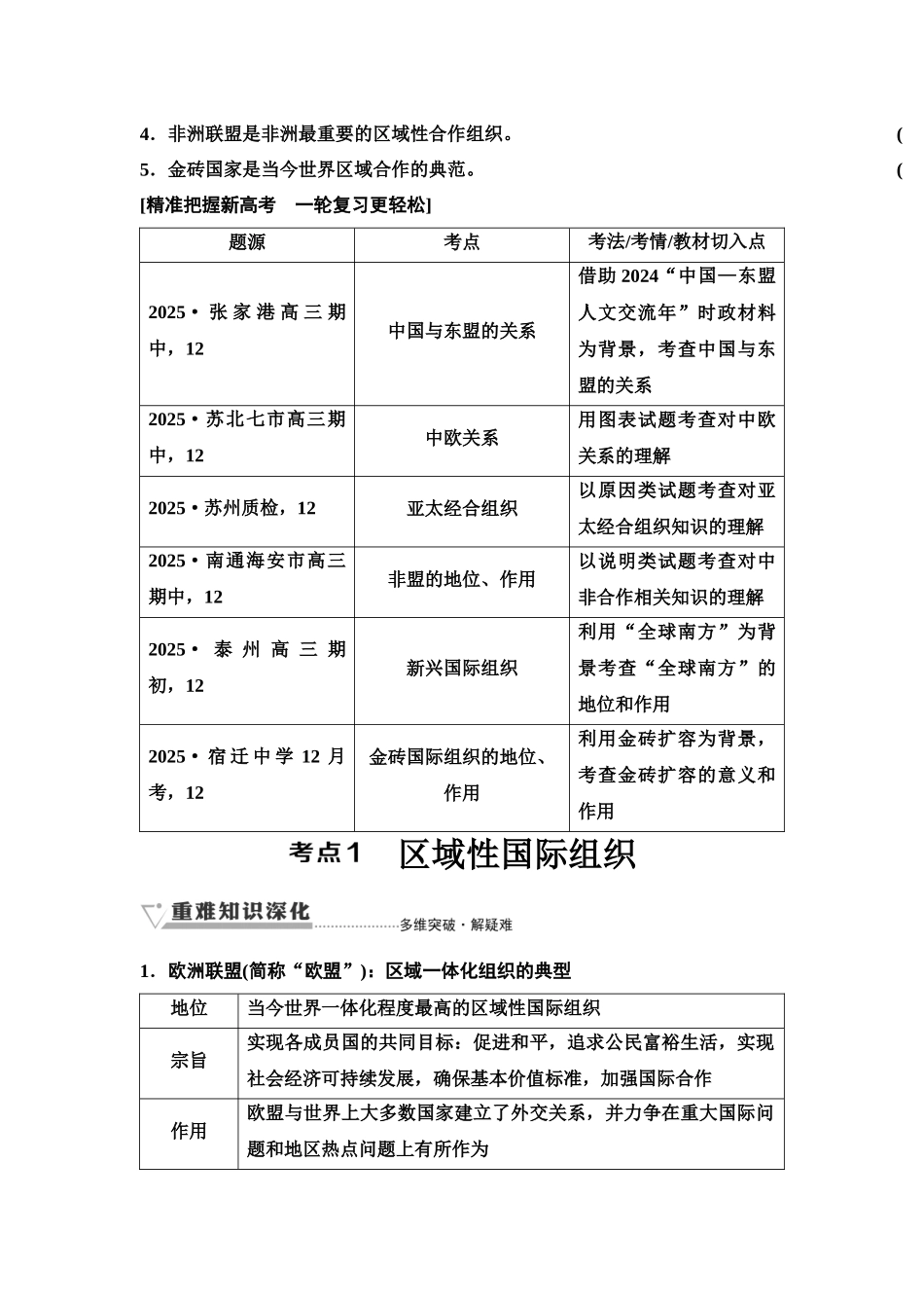 2026版《课堂新坐标》高三政治一轮复习江苏专版42选择性必修1第四单元第三十三课区域性国际组织和新兴国际组织(1).docx_第2页