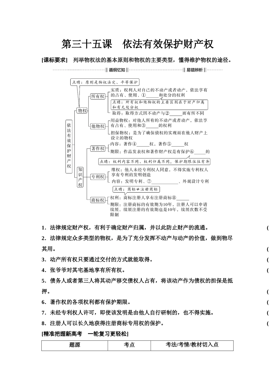 2026版《课堂新坐标》高三政治一轮复习江苏专版45选择性必修2第一单元第三十五课依法有效保护财产权(1).docx_第1页
