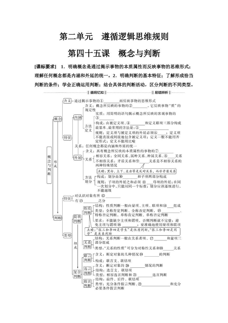 2026版《课堂新坐标》高三政治一轮复习江苏专版56选择性必修3第二单元第四十五课概念与判断(1).docx_第1页