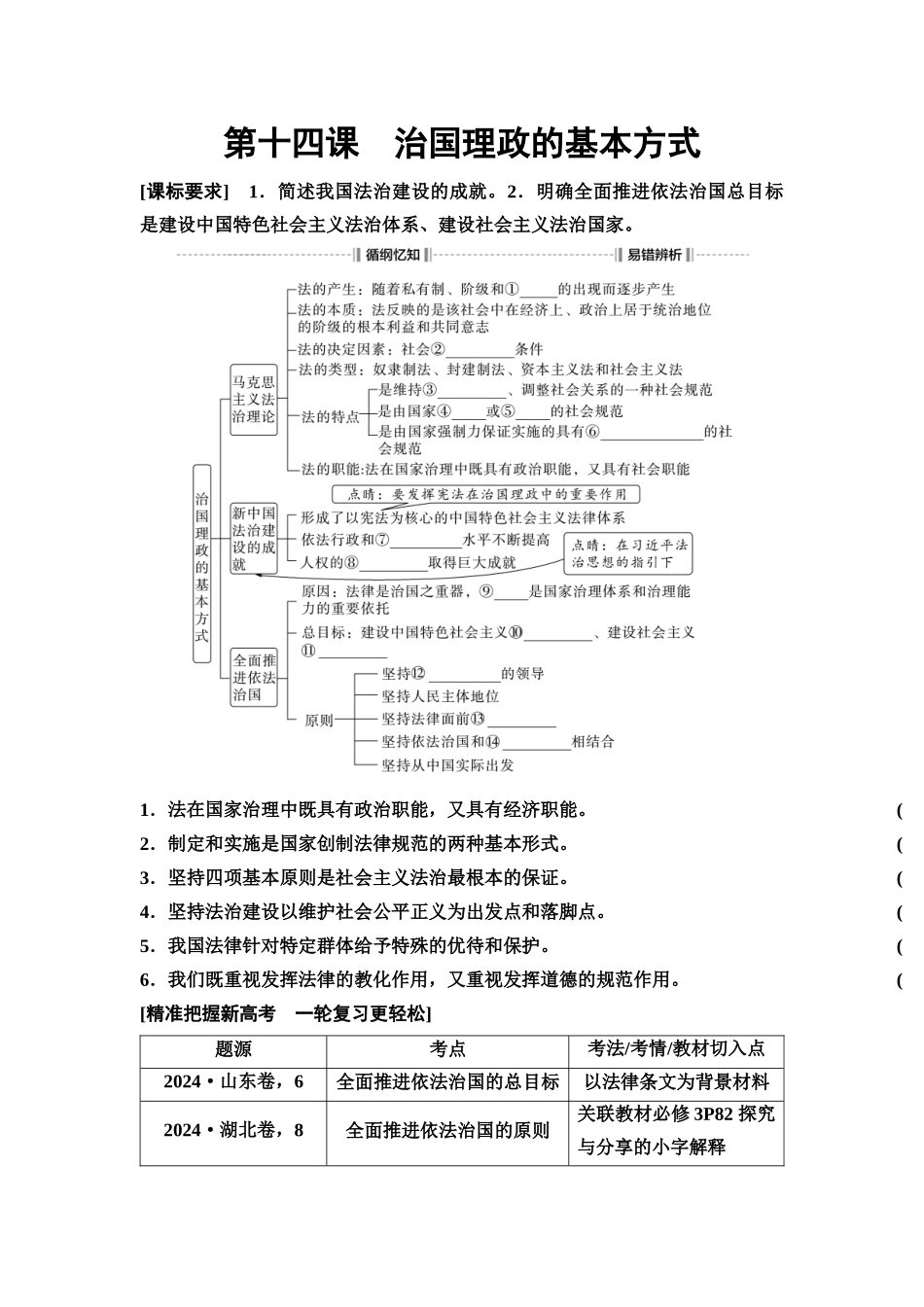 2026版《课堂新坐标》高三政治一轮复习通用版21必修3第三单元第十四课治国理政的基本方式(1).docx_第1页