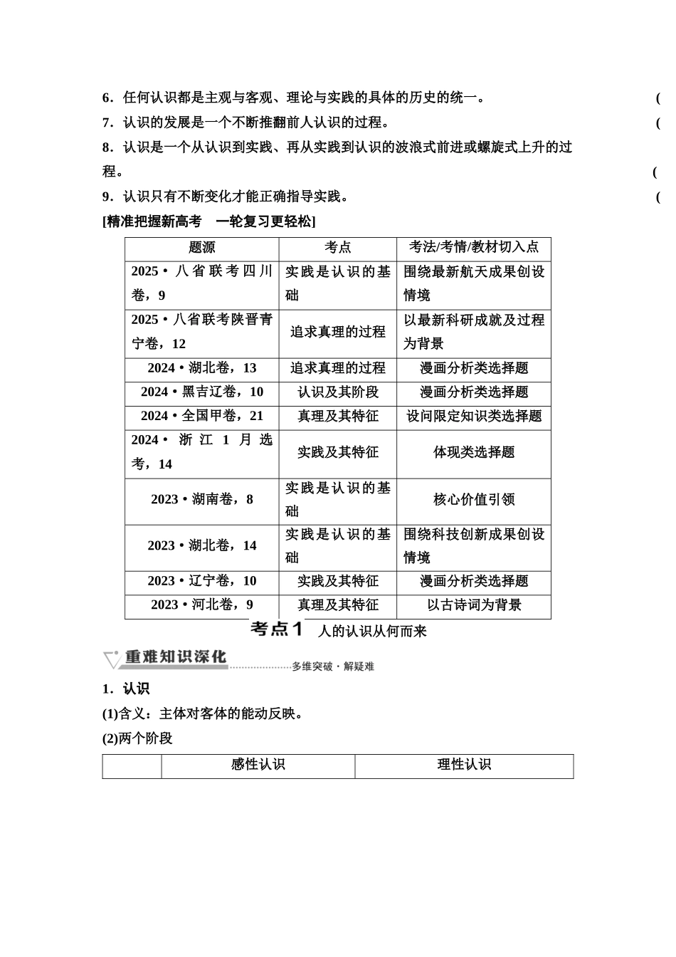 2026版《课堂新坐标》高三政治一轮复习通用版31必修4第二单元第二十课探索认识的奥秘(1).docx_第3页