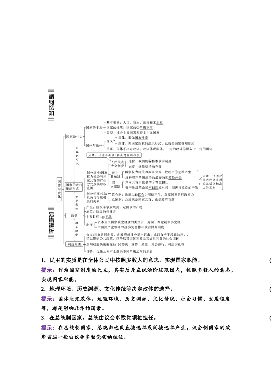 2026版《课堂新坐标》高三政治一轮复习通用版38选择性必修1第一单元第二十六课国体与政体.docx_第2页