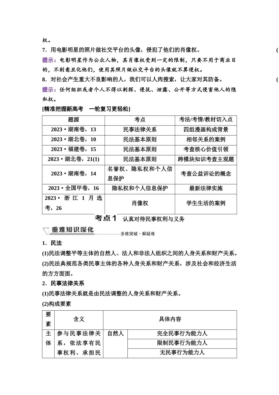 2026版《课堂新坐标》高三政治一轮复习通用版47选择性必修2第一单元第三十四课在生活中学民法用民法.docx_第3页