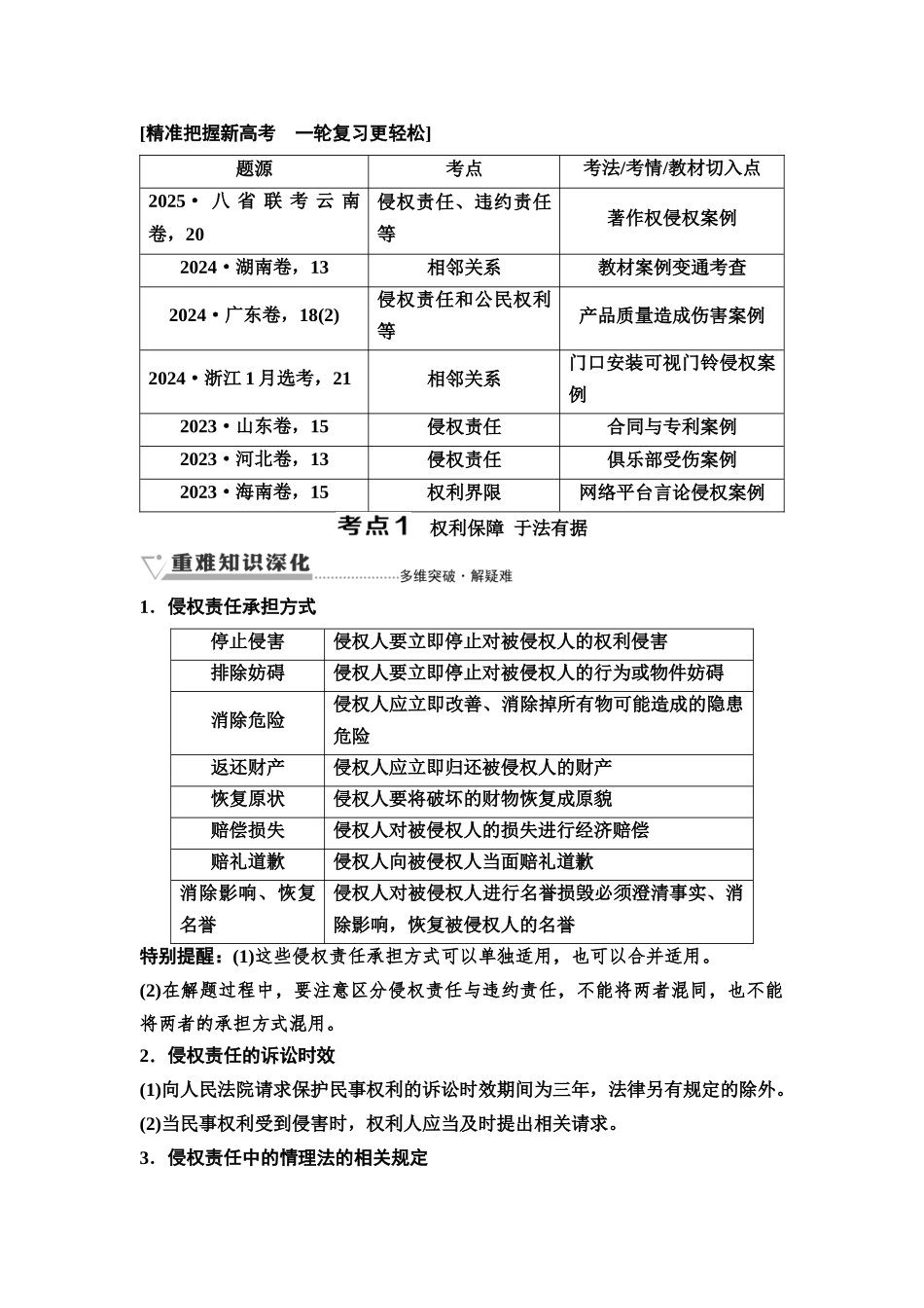 2026版《课堂新坐标》高三政治一轮复习通用版50选择性必修2第一单元第三十七课侵权责任与权利界限(1).docx_第2页