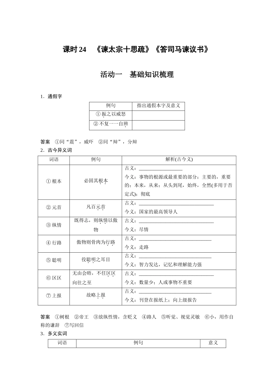 第2部分教材文言文复习课时24《谏太宗十思疏》《答司马谏议书》.docx_第1页