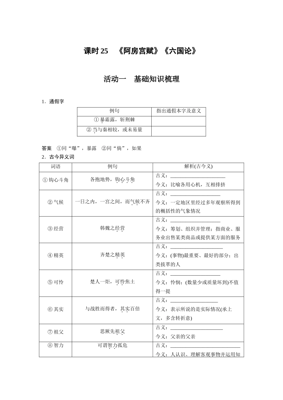 第2部分教材文言文复习课时25《阿房宫赋》《六国论》.docx_第1页