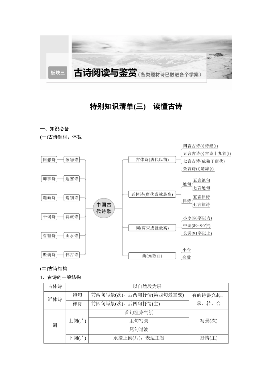 第4部分古诗词阅读与鉴赏特别知识清单(三)读懂古诗.docx_第1页