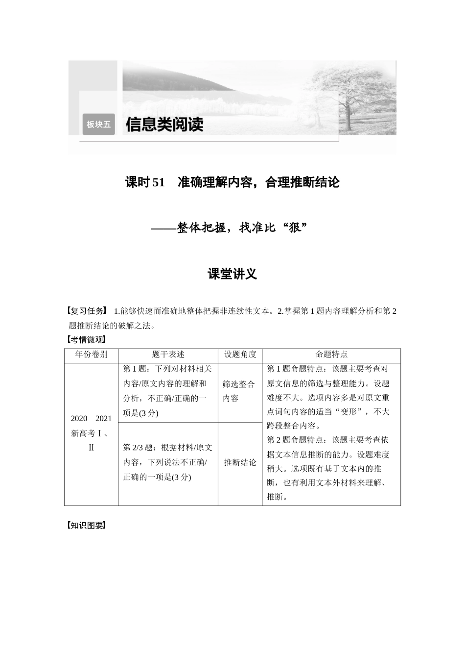 第6部分信息类阅读课时51准确理解内容，合理推断结论——整体把握，找准比“狠”.docx_第1页