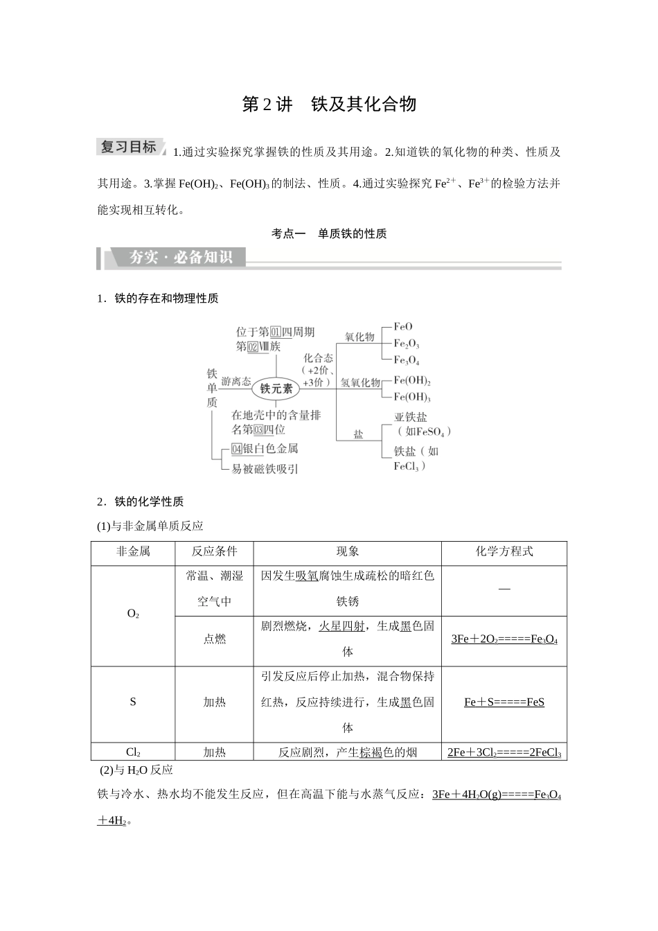 2026《金版教程》高考复习方案化学创新版-第2讲  铁及其化合物.docx_第1页
