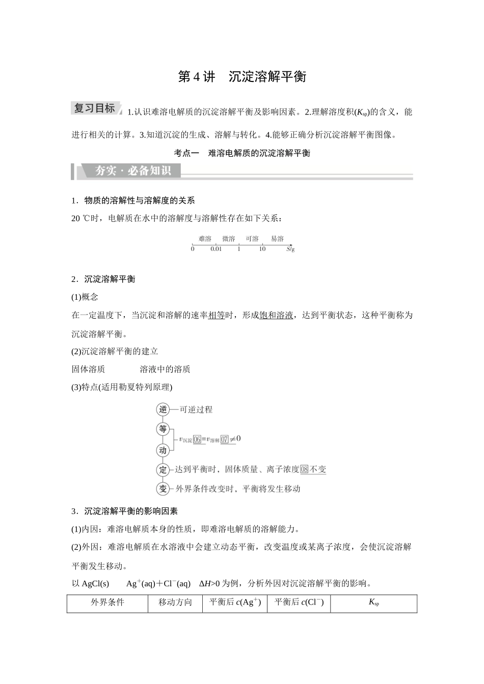 2026《金版教程》高考复习方案化学创新版-第4讲  沉淀溶解平衡.docx_第1页