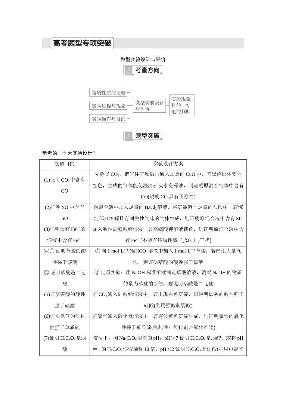 2026《金版教程》高考复习方案化学创新版-高考题型专项突破  微型实验设计与评价.docx_第1页