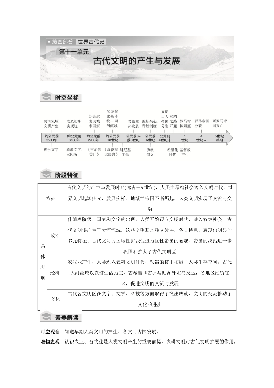 2026《金版教程》高考复习方案历史创新版-第29讲  文明的产生与早期发展.docx_第1页
