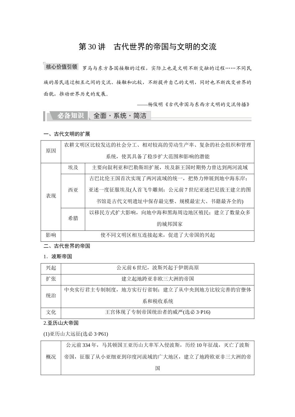 2026《金版教程》高考复习方案历史创新版-第30讲 古代世界的帝国与文明的交流.docx_第1页