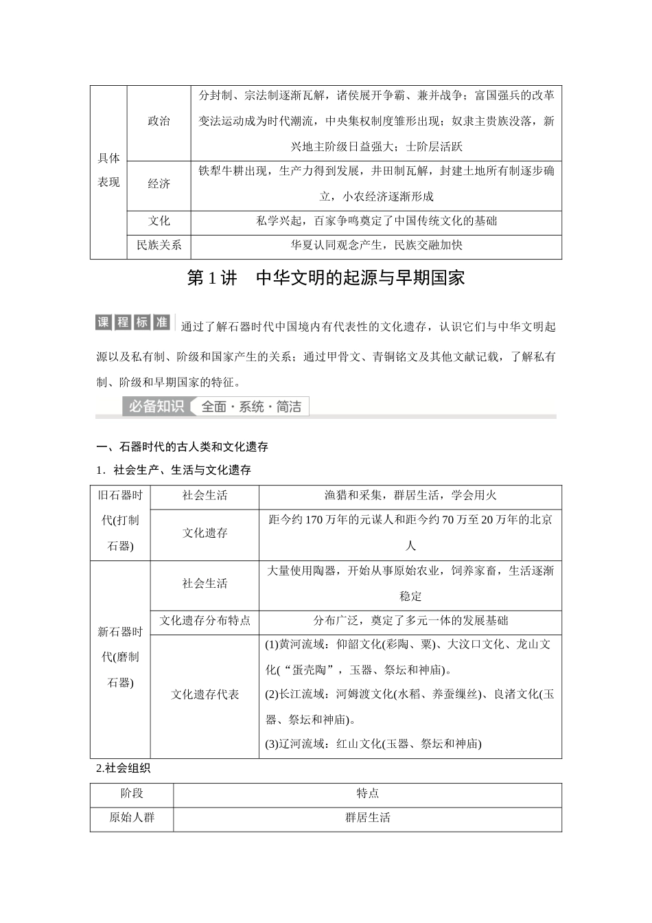 2026《金版教程》高考复习方案历史经典版-第1讲  中华文明的起源与早期国家.docx_第2页
