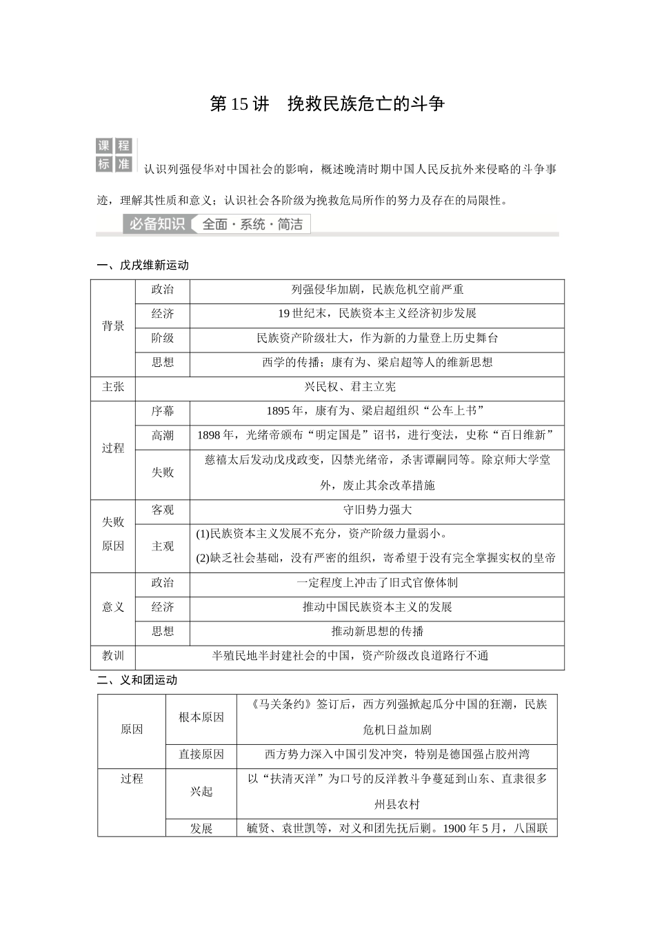 2026《金版教程》高考复习方案历史经典版-第15讲  挽救民族危亡的斗争.docx_第1页