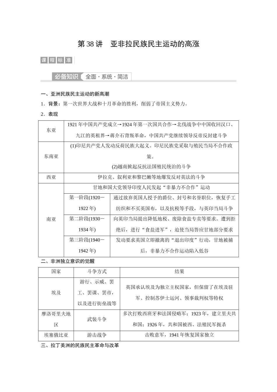 2026《金版教程》高考复习方案历史经典版-第38讲  亚非拉民族民主运动的高涨.docx_第1页