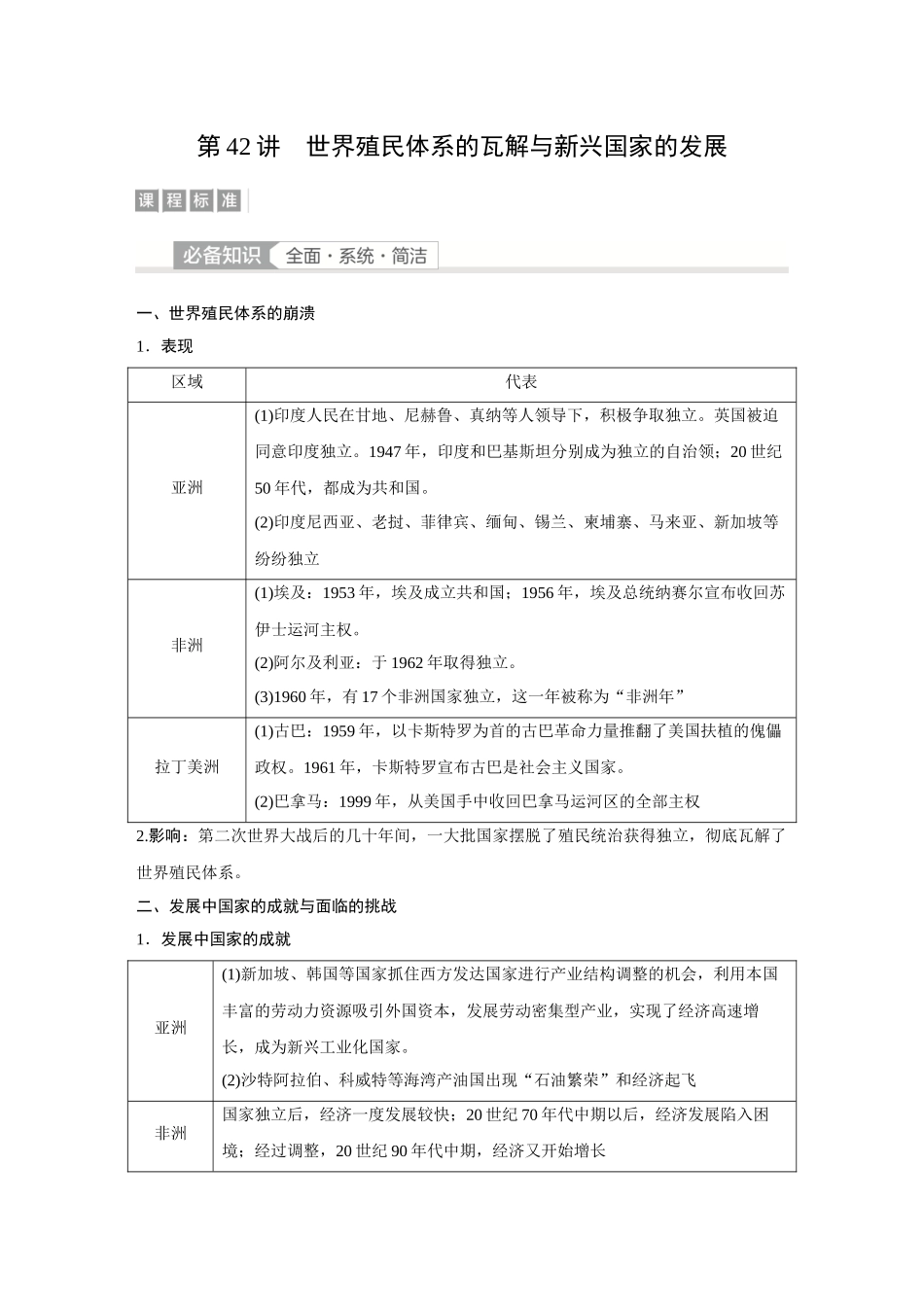 2026《金版教程》高考复习方案历史经典版-第42讲  世界殖民体系的瓦解与新兴国家的发展.docx_第1页