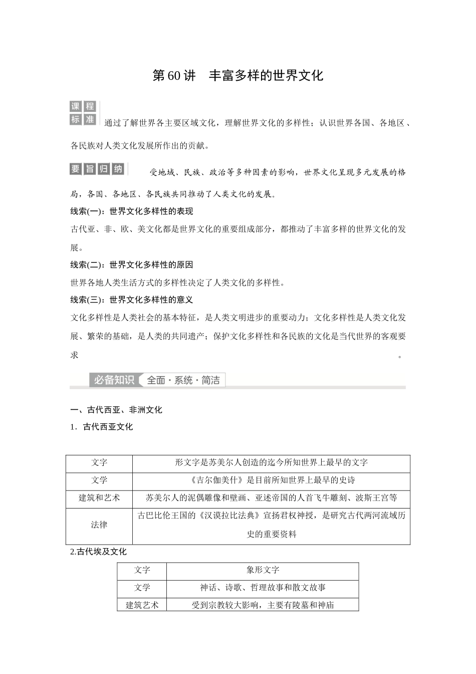 2026《金版教程》高考复习方案历史经典版-第60讲  丰富多样的世界文化.docx_第1页