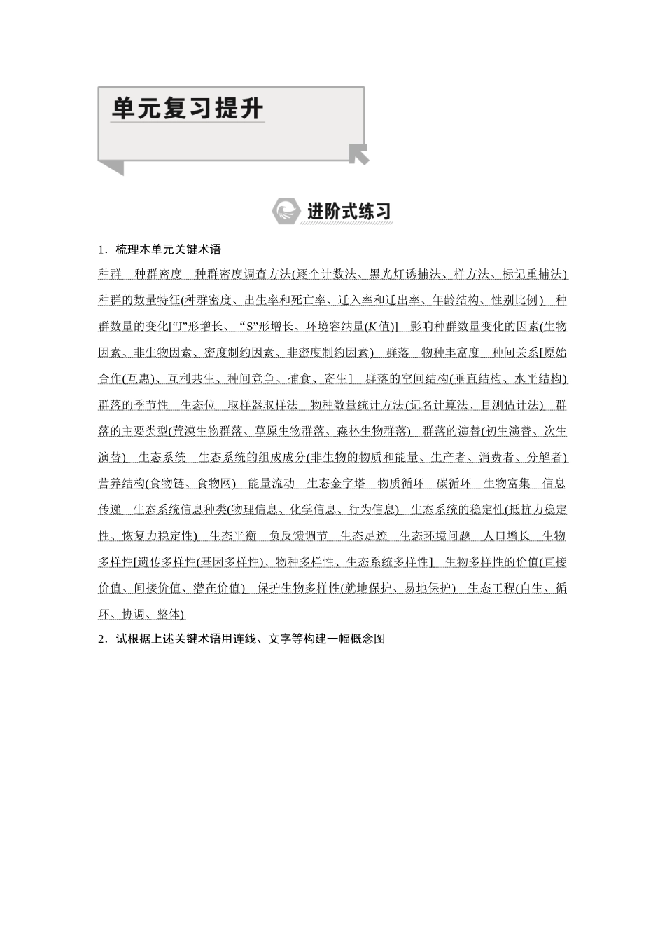 2026《金版教程》高考复习方案生物经典不定项版-第九单元  单元复习提升.docx_第1页