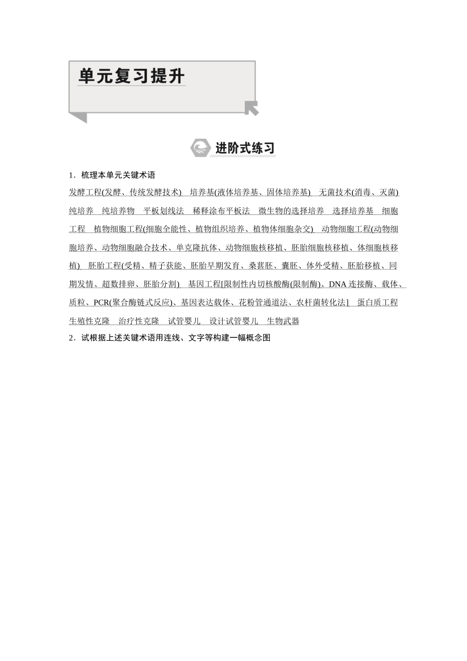 2026《金版教程》高考复习方案生物经典不定项版-第十单元  单元复习提升.docx_第1页