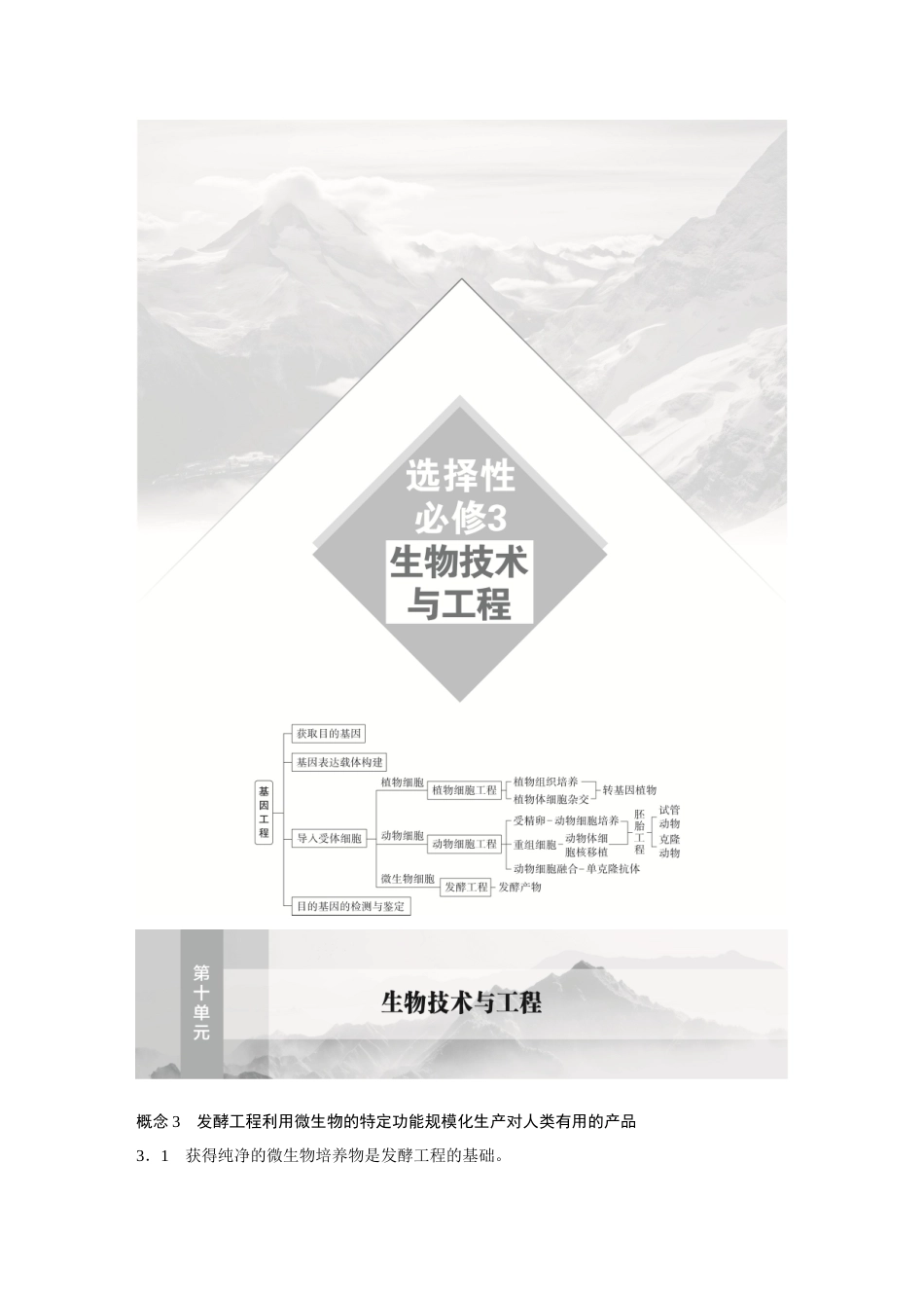 2026《金版教程》高考复习方案生物经典单选版-第十单元  小单元1  第1课时  传统发酵技术的应用、发酵工程及其应用.docx_第1页