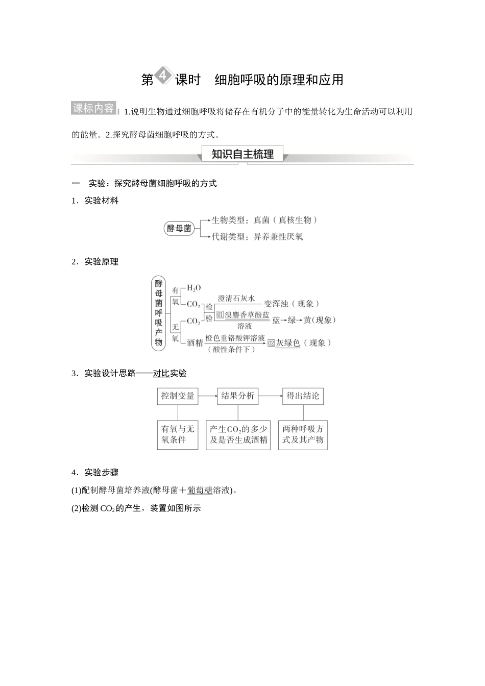 2026《金版教程》高考复习方案生物经典多选版-第二单元 第4课时 细胞呼吸的原理和应用.docx_第1页