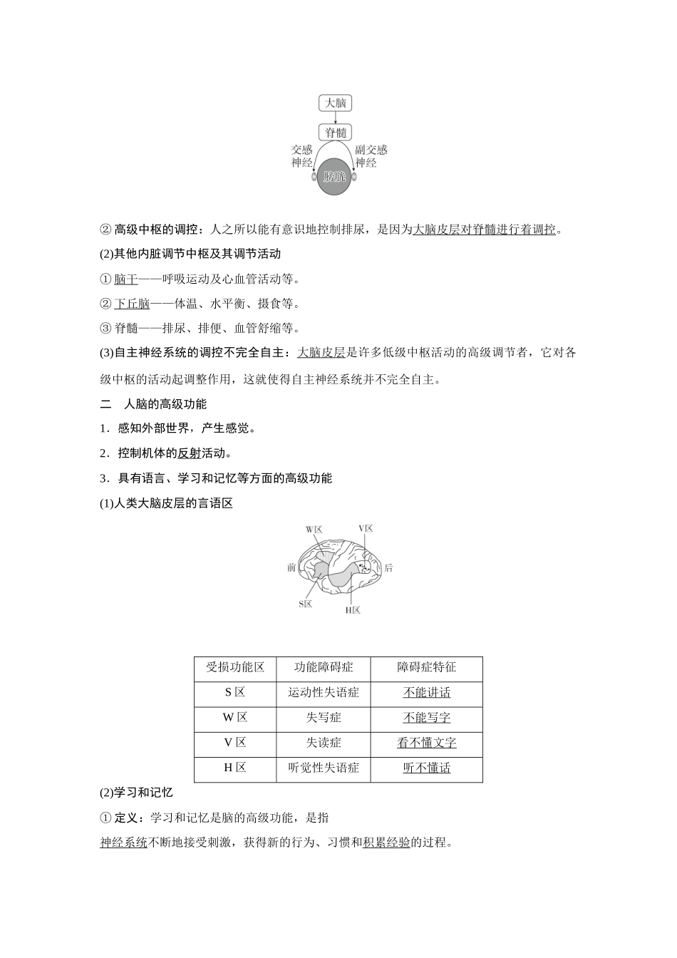 2026《金版教程》高考复习方案生物经典多选版-第七单元 第4课时 神经系统的分级调节和人脑的高级功能.docx_第2页