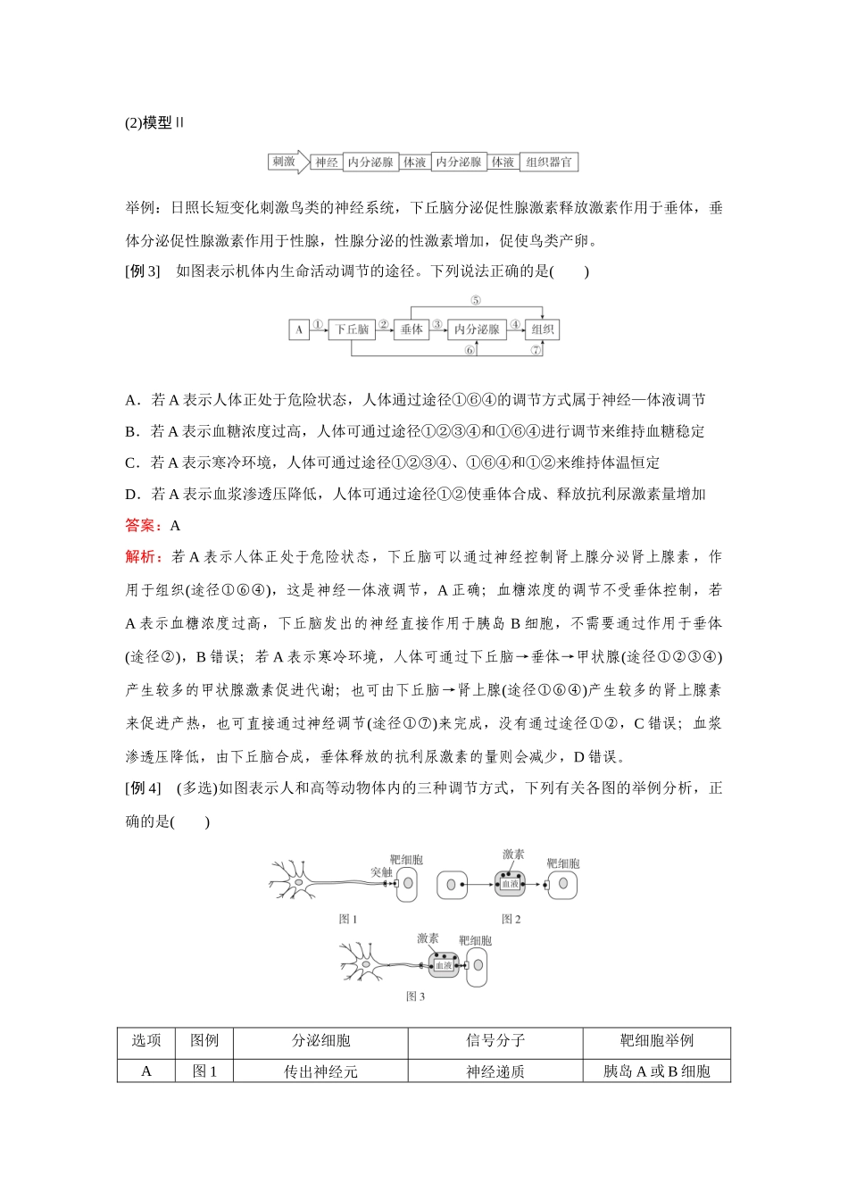 2026《金版教程》高考复习方案生物经典多选版-第七单元 微专题11 动物生命活动调节模型的构建及分析.docx_第3页