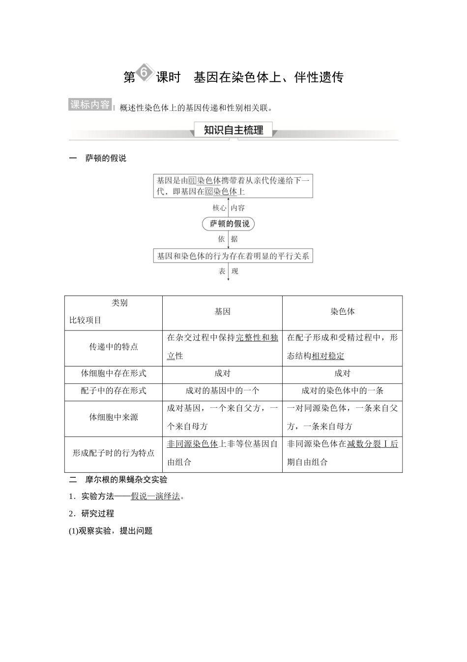 2026《金版教程》高考复习方案生物经典多选版-第四单元 第6课时 基因在染色体上、伴性遗传.docx_第1页