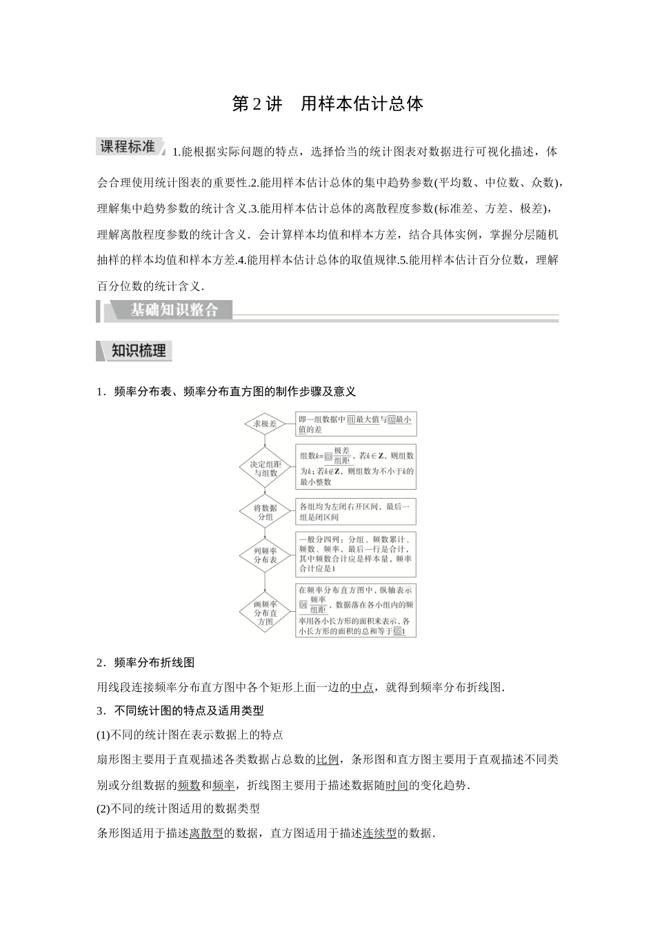 2026《金版教程》高考复习方案数学提升版-第2讲 用样本估计总体.docx_第1页