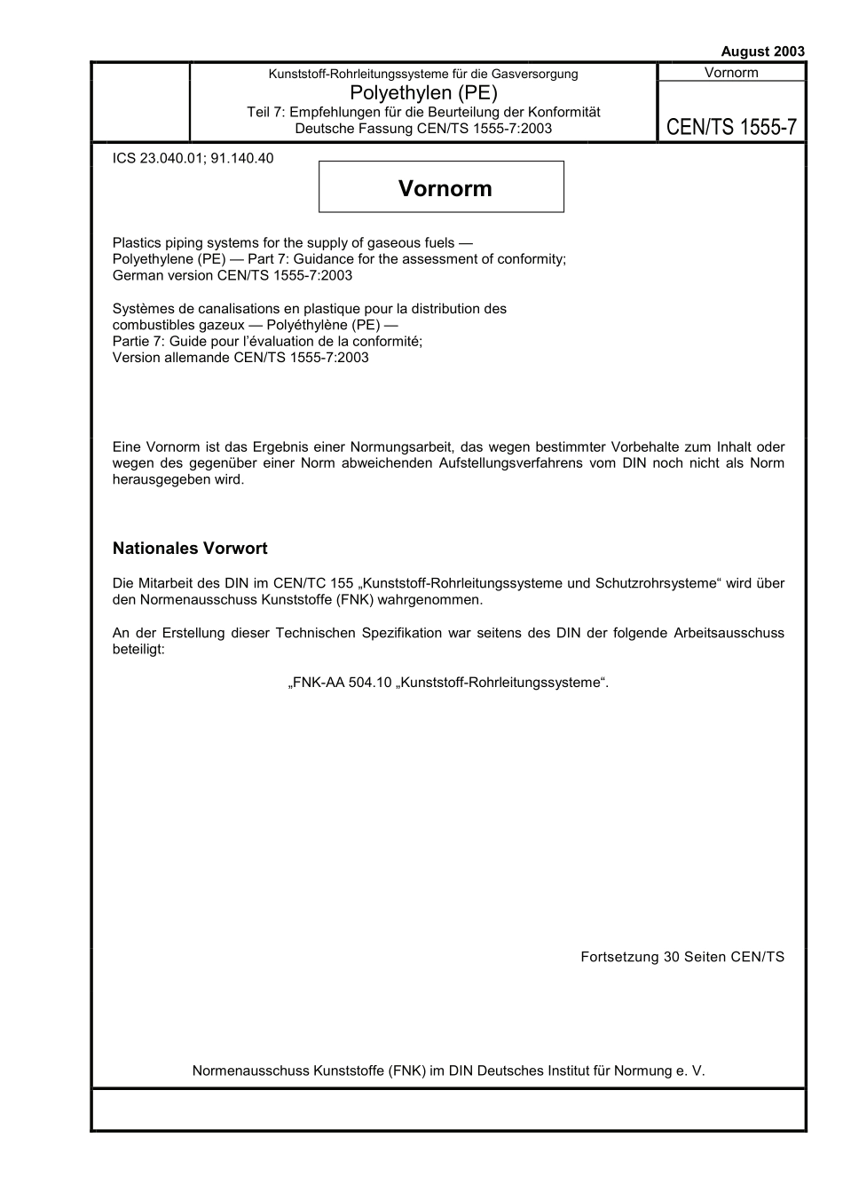 DIN CEN/TS 1555-7:2003-08(EN).pdf_第1页